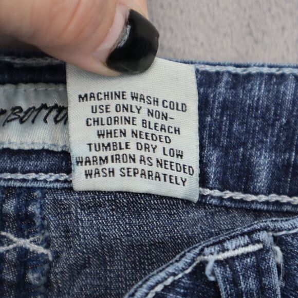 Hot Bottoms Pants Womens 5 Blue Mid Rise Straight Cut Flat Front Jeans - Picture 3 of 16